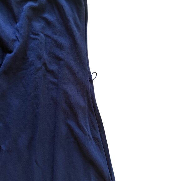 Talbots Petite Size P Small Navy Blue Short Sleeve Midi Dress With Ruffle Neck - Picture 3 of 7